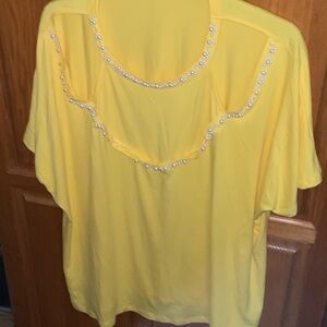 Yellow Beaded Women's Top